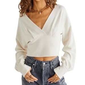 We The Free Cream V-Neck Sweater